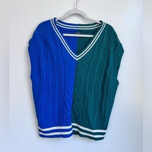 Color blocked oversized sweater vest